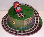 james the red engine train birthday cake